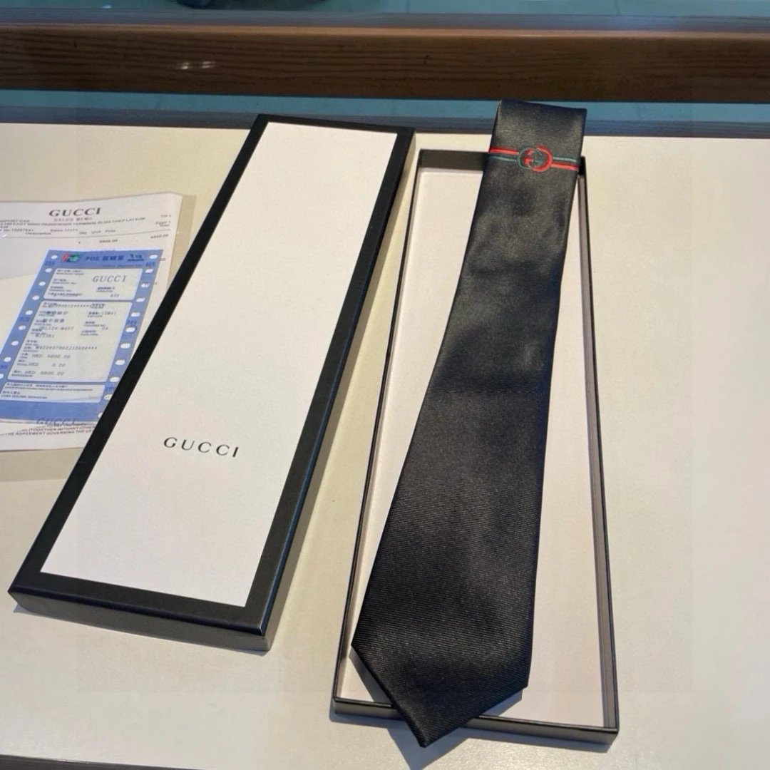 Gucci Ties Woven Silk Tie with Web Stripe and Interlocking G image 2
