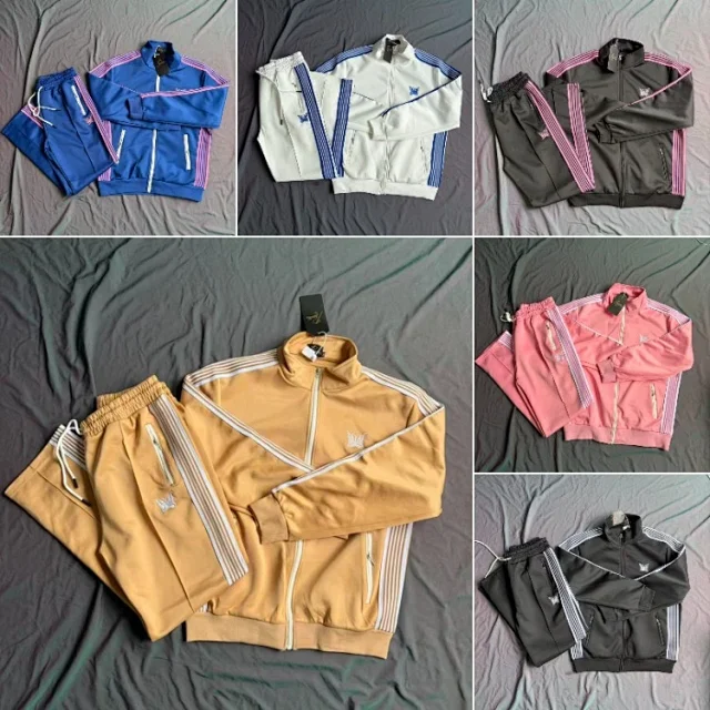 Needles Tracksuits N 248 striped embroidered zip-up tracksuit product detail image 1