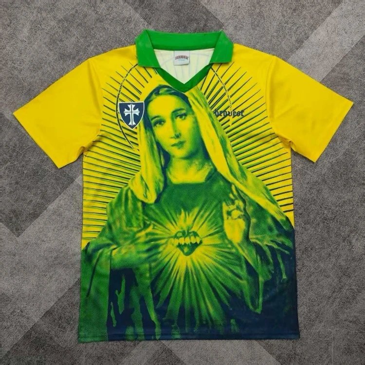 Unbranded Football Jerseys Virgin Mary Graphic Polo Jersey — SKU-08-2627 Brazil Mary Yellow
