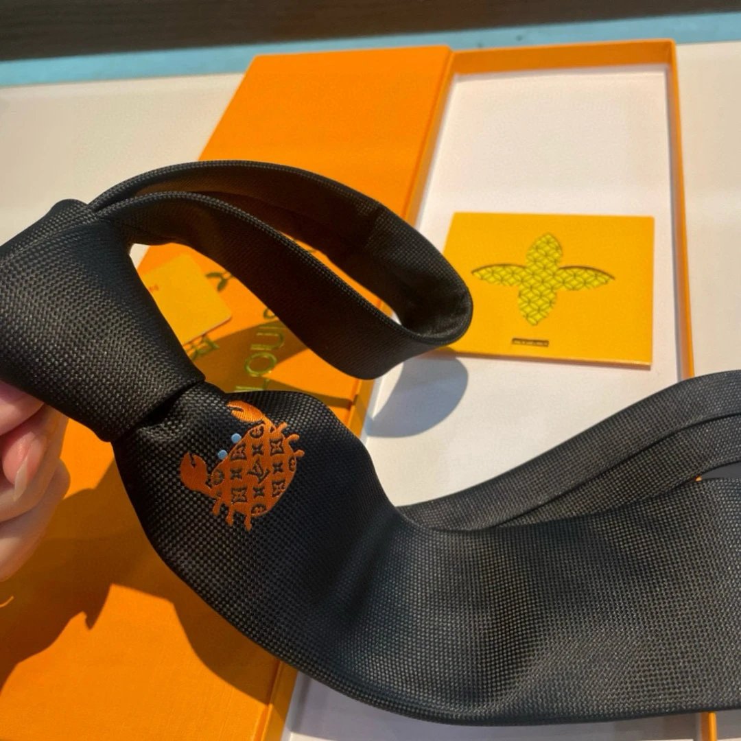 Louis Vuitton Ties Monogram Crab Embroidered Silk Tie — 02