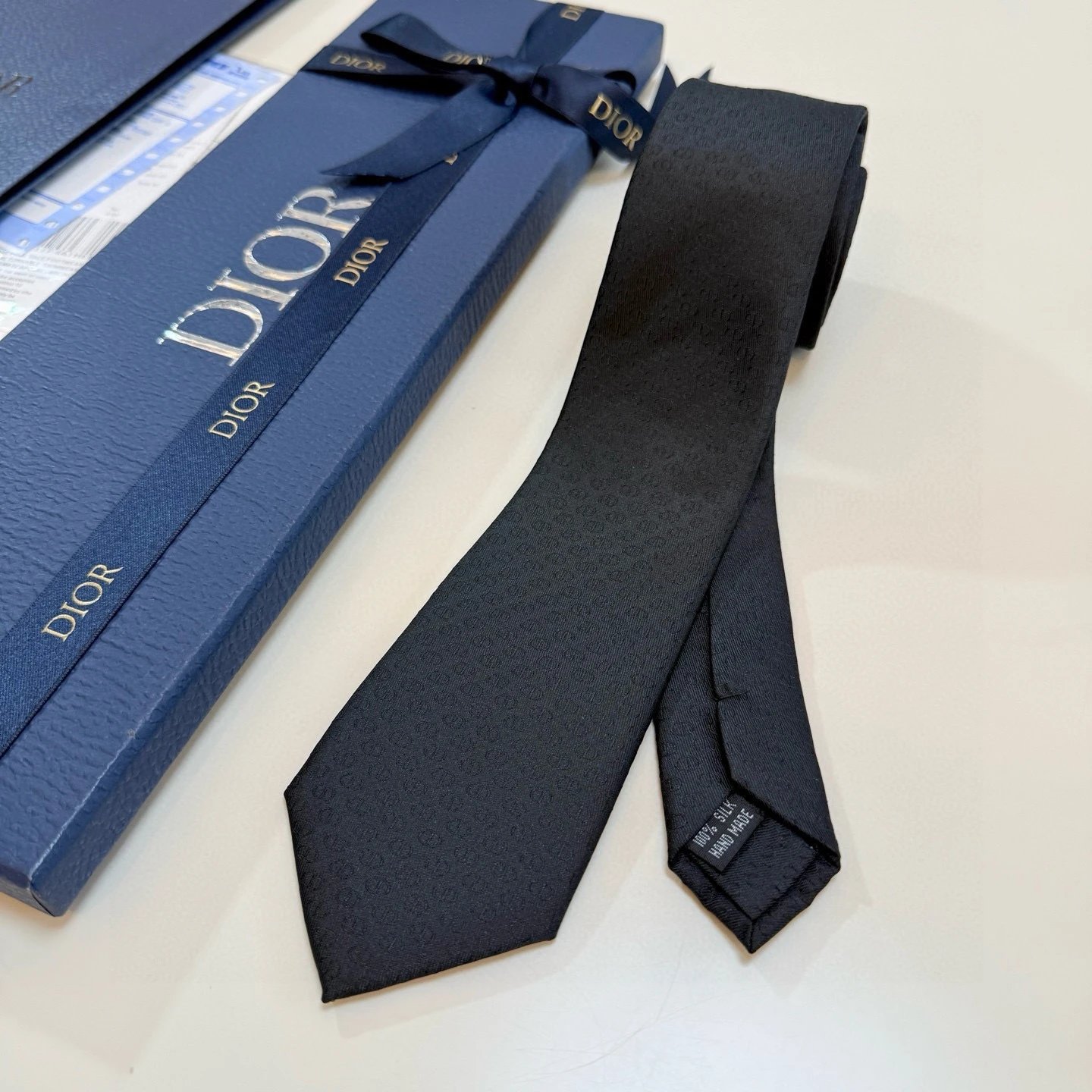 Dior Ties 6552 Jacquard Logo Necktie — Black