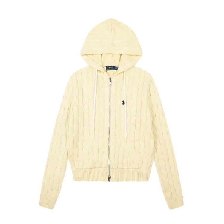 Polo Ralph Lauren Hoodies & Sweatshirts Cable-Knit Full-Zip Hooded Sweater — Milky apricot color