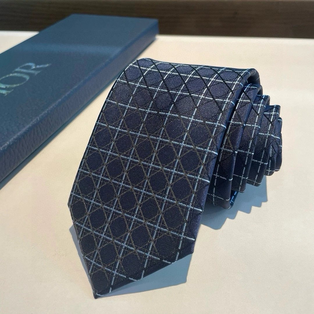 Dior Ties Geometric diamond-pattern jacquard tie — 06
