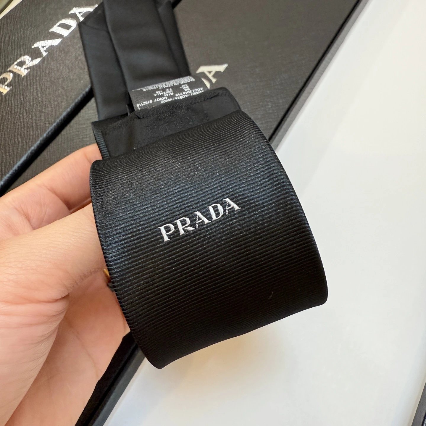 Prada Ties Logo-Embroidered Ribbed Silk Tie image 3