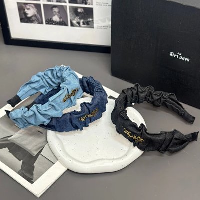 Saint Laurent Ruched Denim Headband
