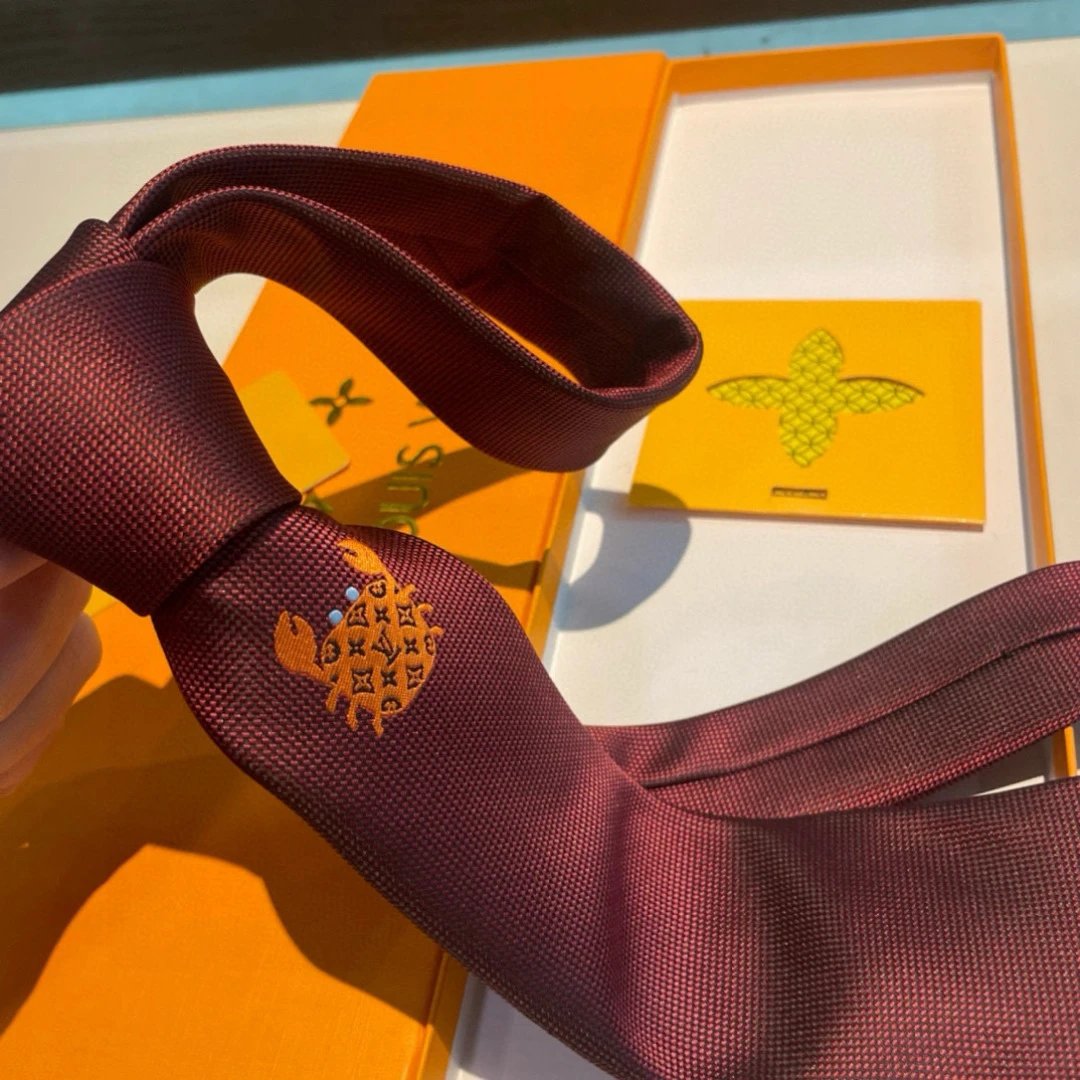 Louis Vuitton Ties Monogram Crab Embroidered Silk Tie — 03