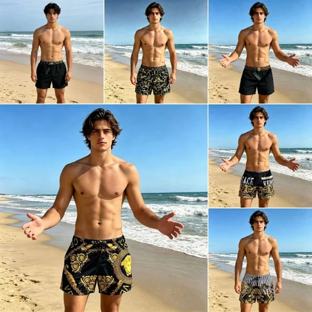 Versace Swimwear Men's Greca and Medusa Print Swim Shorts product detail image 1