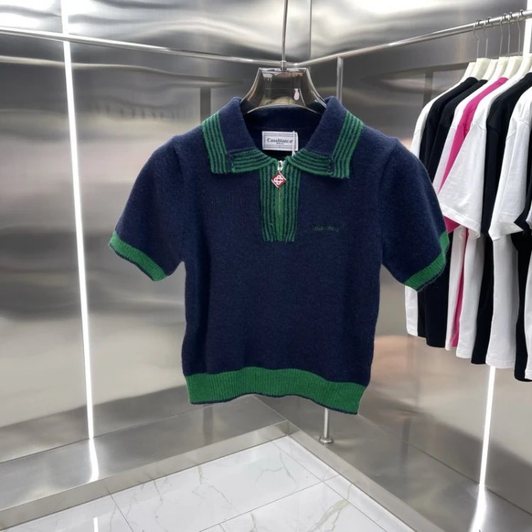 Casablanca Matching Sets Knitted short-sleeve polo or cardigan and shorts set — 74