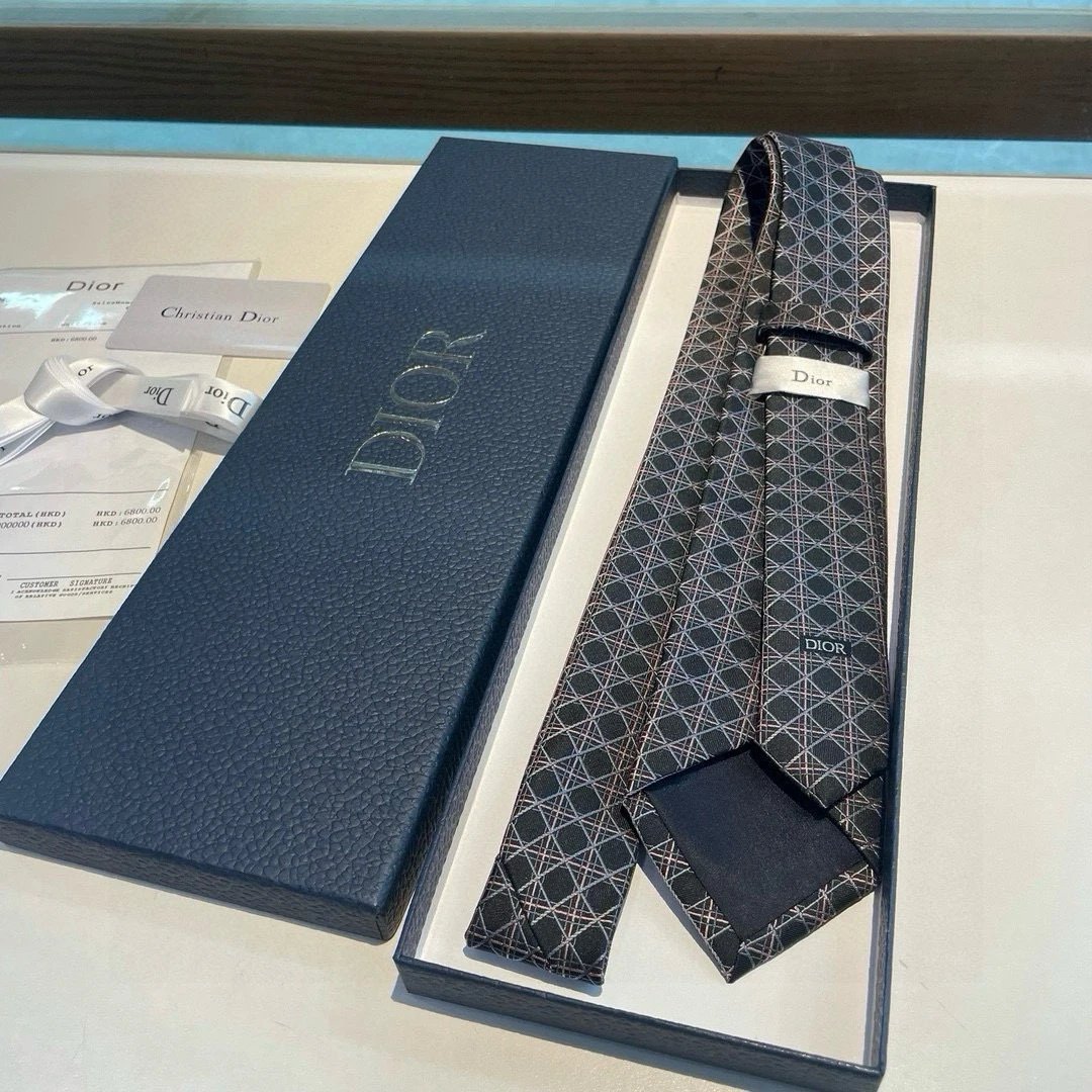 Dior Ties Geometric diamond-pattern jacquard tie image 3