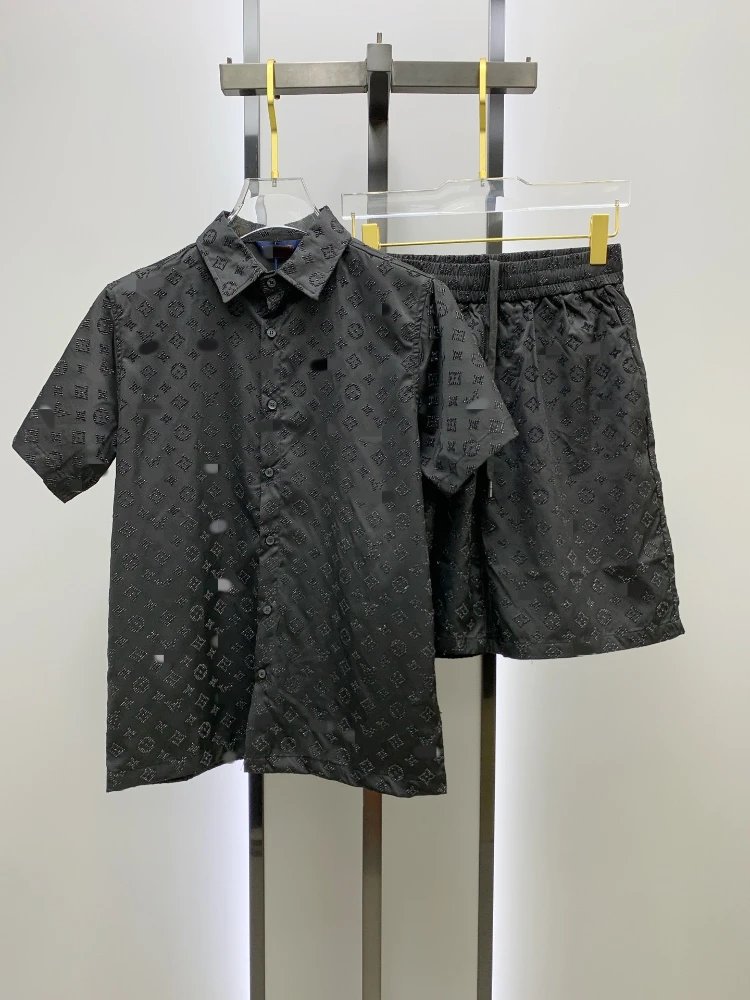 Louis Vuitton Matching Sets Monogram short-sleeve shirt and shorts set — SKU-23-018 Black