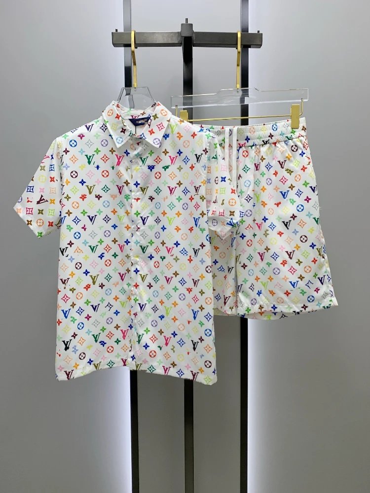 Louis Vuitton Matching Sets Monogram short-sleeve shirt and shorts set — SKU-30-020 Light Yellow