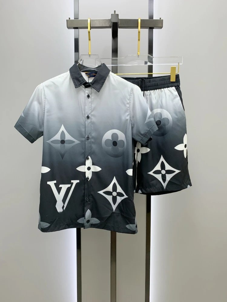 Louis Vuitton Matching Sets Monogram short-sleeve shirt and shorts set — SKU-25-019 black,