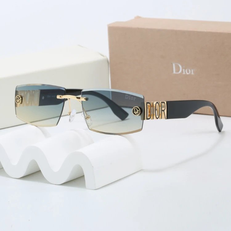 Dior Eyewear 6161 rectangular rimless sunglasses with temple lettering image 4