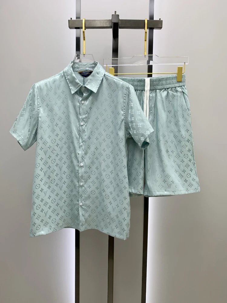 Louis Vuitton Matching Sets Monogram short-sleeve shirt and shorts set — SKU-20-016 Emerald Green