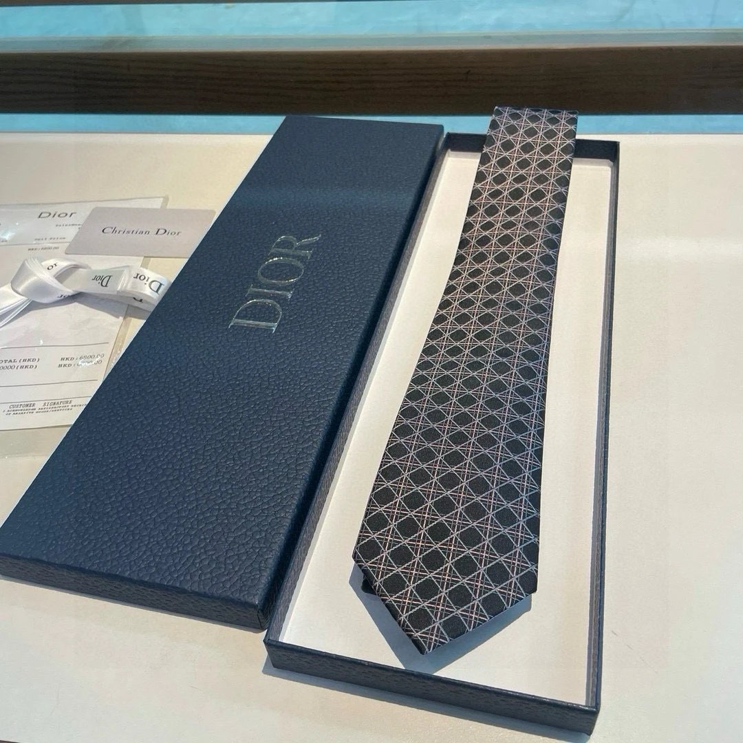 Dior Ties Geometric diamond-pattern jacquard tie image 2