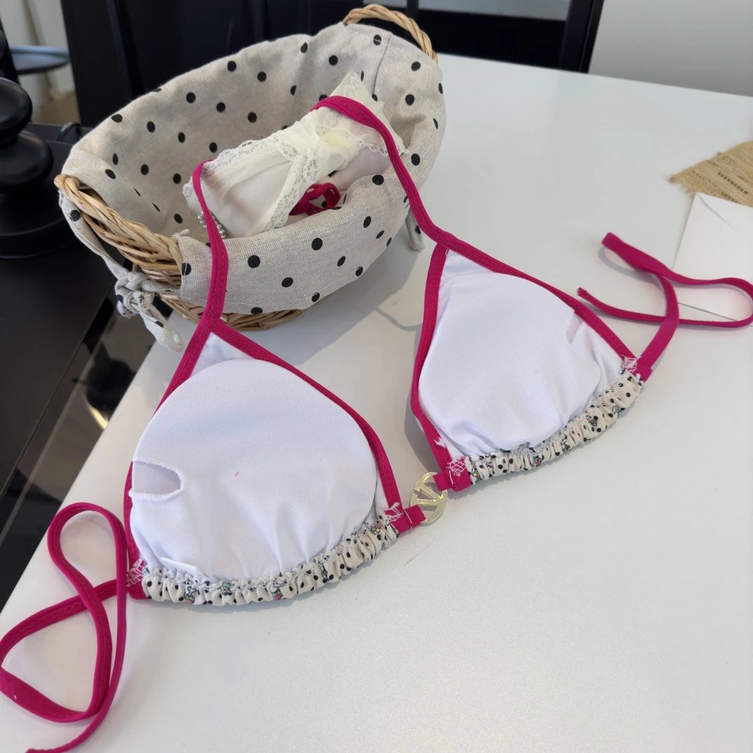 Valentino Swimwear Triangle Bikini Set with Tie-Side Bottoms image 6