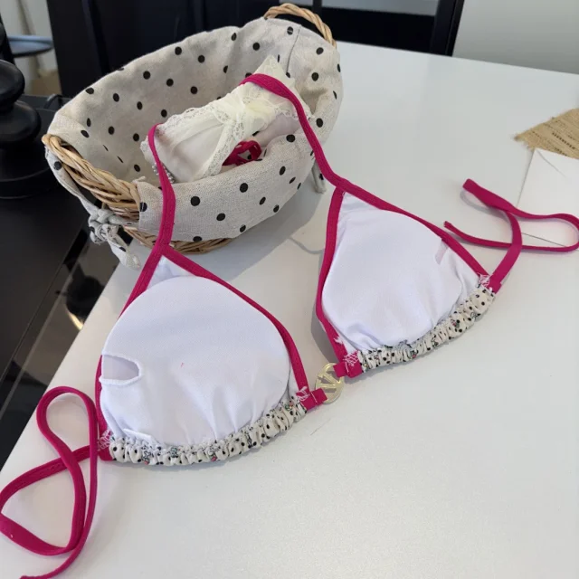 Valentino Swimwear Triangle Bikini Set with Tie-Side Bottoms product detail image 6