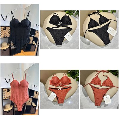 Chanel CC Logo Monogram Swimwear Set