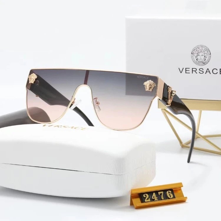 Versace Oversized shield sunglasses with Medusa head accents — 4