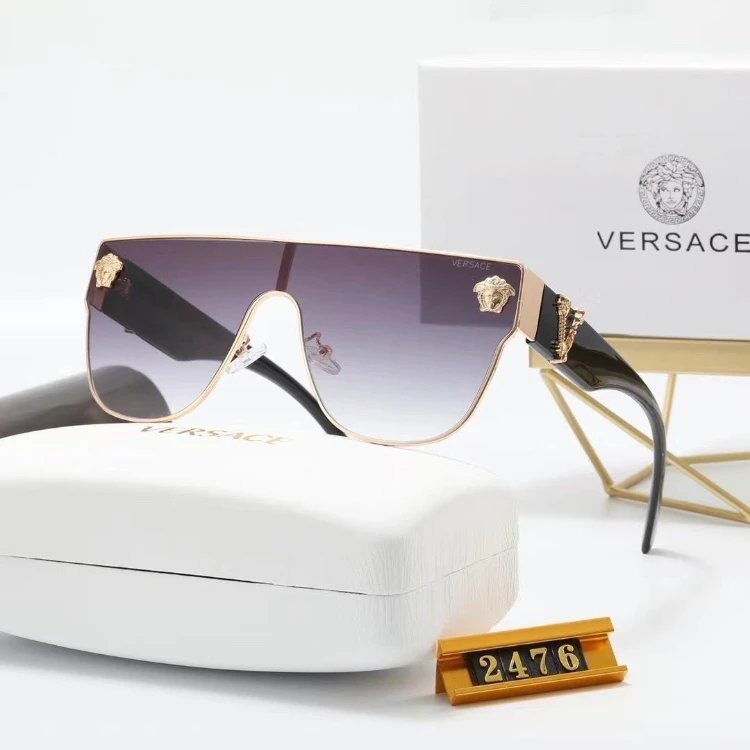 Versace Oversized shield sunglasses with Medusa head accents — 5