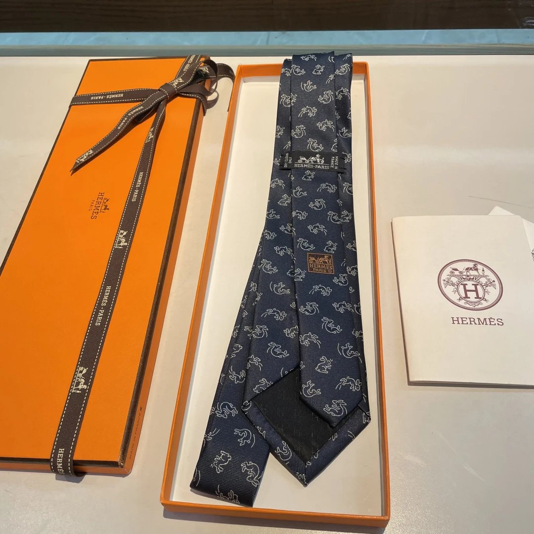 Hermès Ties 6576 Rabbit Motif Jacquard Silk Tie image 3