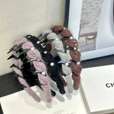 Chanel Braided Wool Hairband with Pearl and Crystal Accents