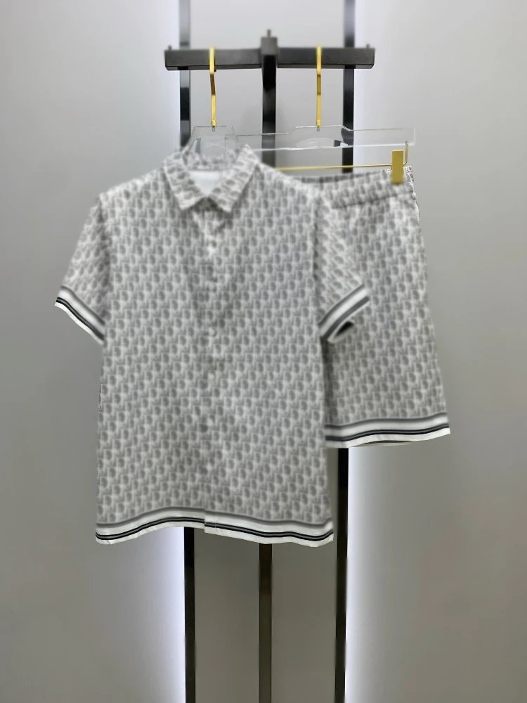 Louis Vuitton Matching Sets Monogram short-sleeve shirt and shorts set — SKU-05-012 Light Gray