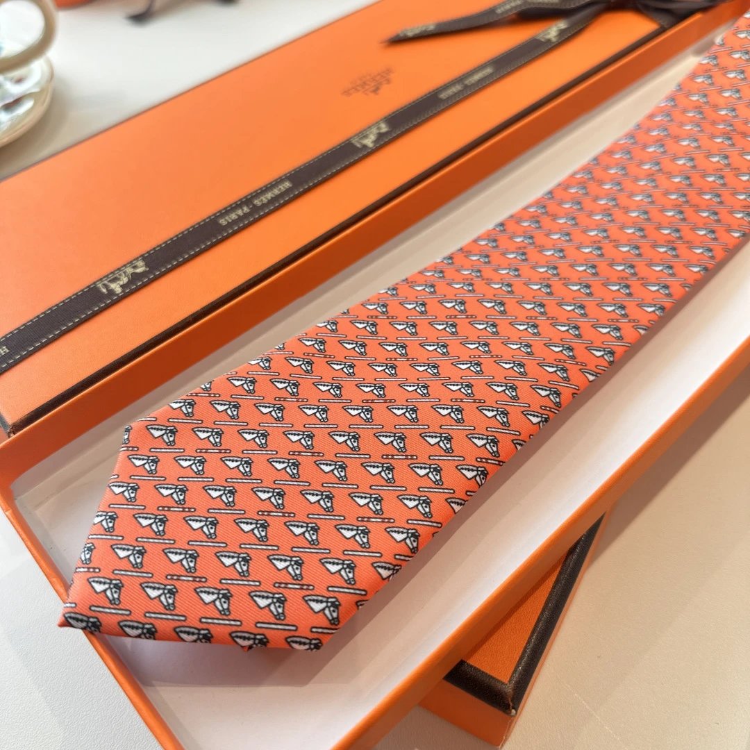 Hermès Ties Horse-head motif silk tie image 5