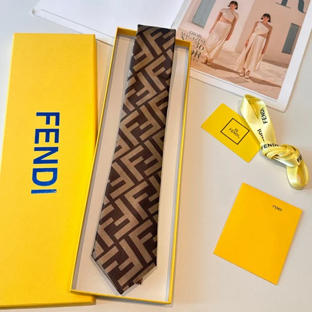 Fendi Ties FF Logo Jacquard Tie product detail image 2