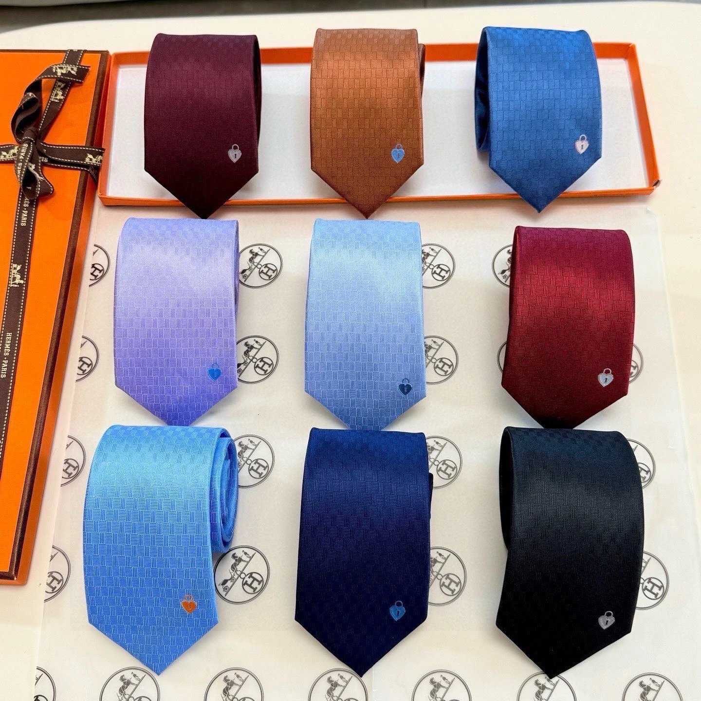 Hermès Ties Jacquard-Woven Padlock Motif Tie image 1
