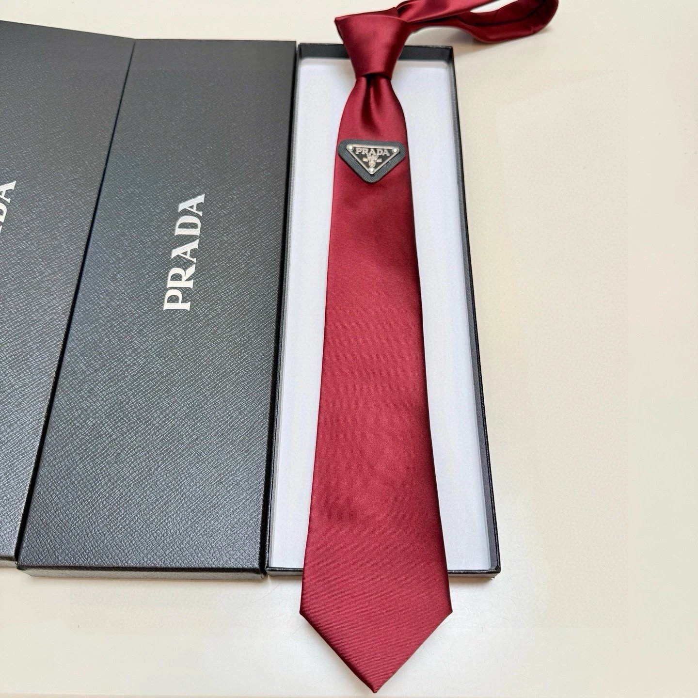 Prada Ties Silk Tie with Triangle Logo Plaque image 5