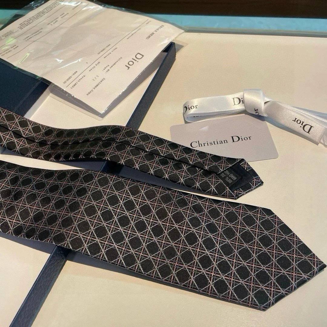 Dior Ties Geometric diamond-pattern jacquard tie image 4