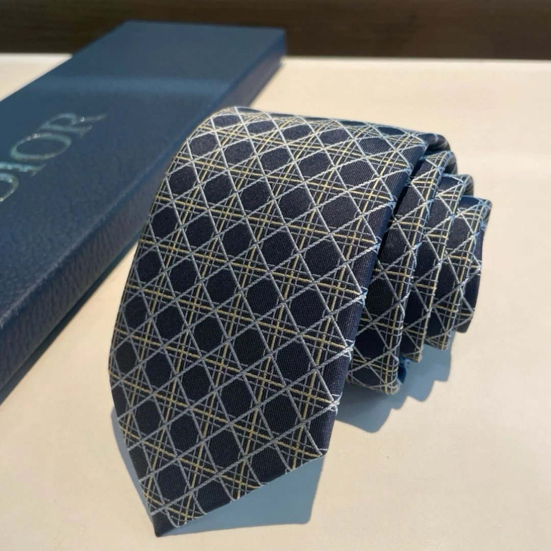 Dior Ties Geometric diamond-pattern jacquard tie — 04