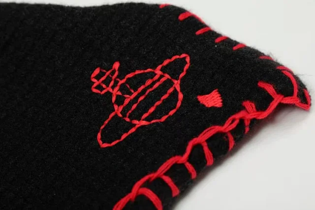 Unbranded Knitwear Scarf-detail embroidered button-front cardigan product detail image 4