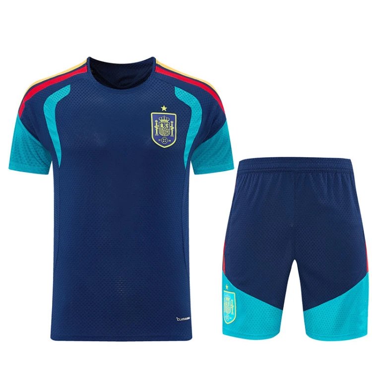 Unbranded Football Jerseys Short-Sleeve Jersey and Shorts Set — SKU-03-26 Spanish Royal Blue Short-Sleeve Set
