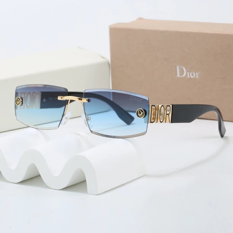 Dior Eyewear 6161 rectangular rimless sunglasses with temple lettering image 3