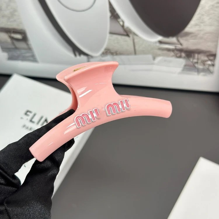 Miu Uncategorized Logo Hair Clips and Claw — SKU-04-Pink Hair Clip «12.5 cm»