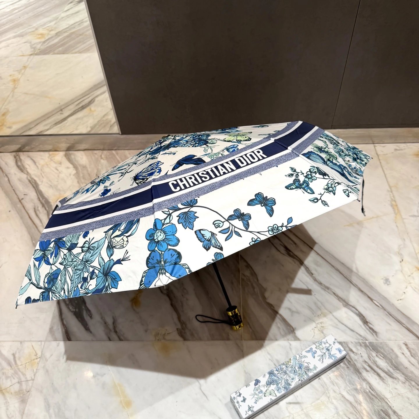 Dior Uncategorized 6503 Folding Umbrella with Floral and Butterfly Print image 6