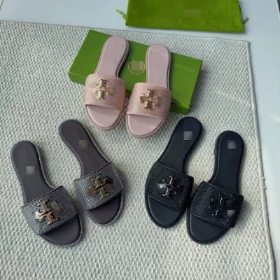 Tory Burch Embellished Logo Slide Sandals [3 styles]