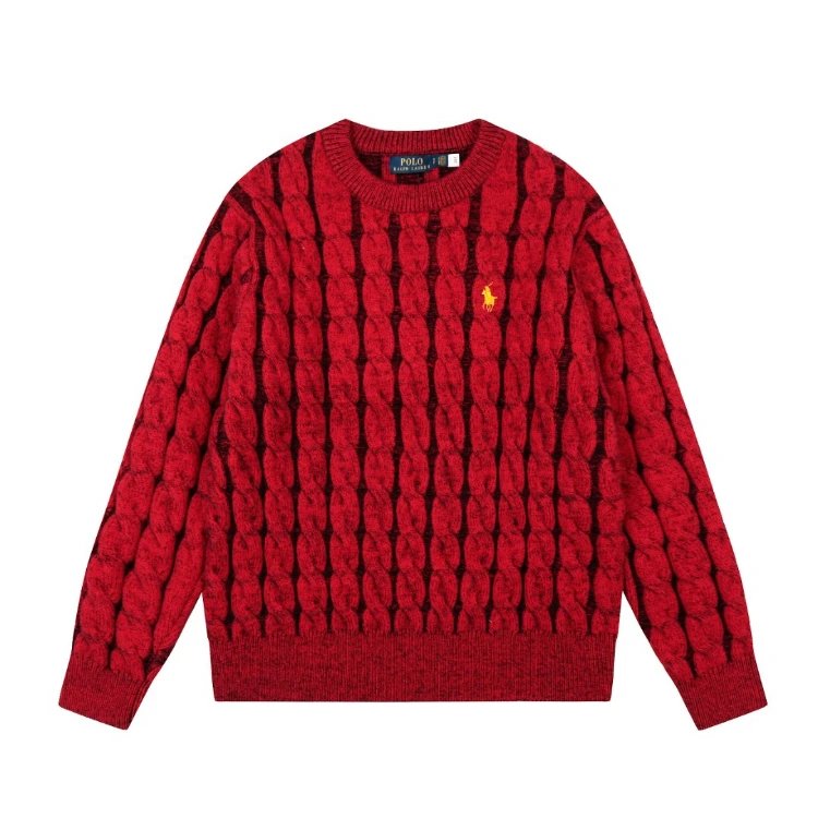Polo Ralph Lauren Knitwear Cable-Knit Crewneck Sweater — SKU-03-Red and Black