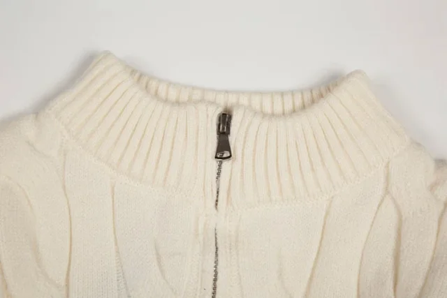 Polo Ralph Lauren Knitwear Cropped cable-knit full-zip mock-neck cardigan product detail image 3