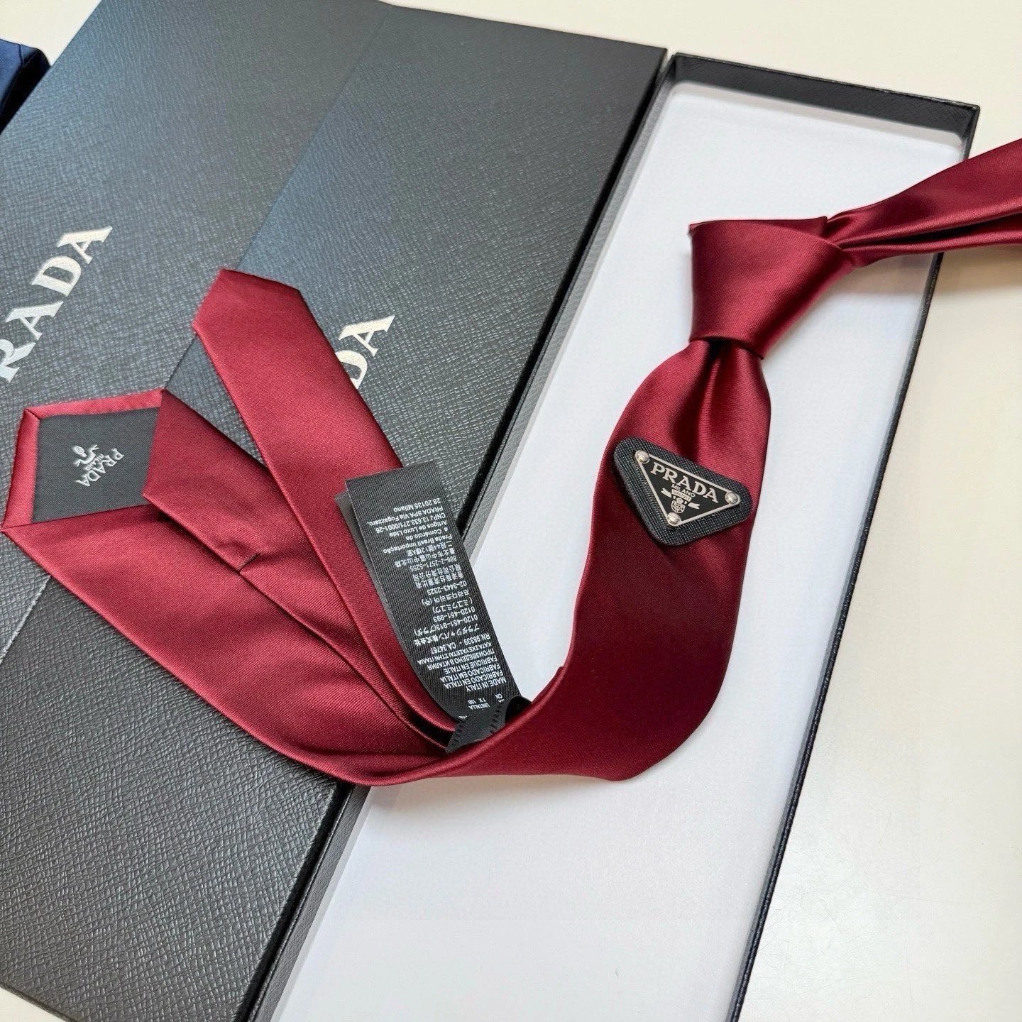 Prada Ties Silk Tie with Triangle Logo Plaque image 6