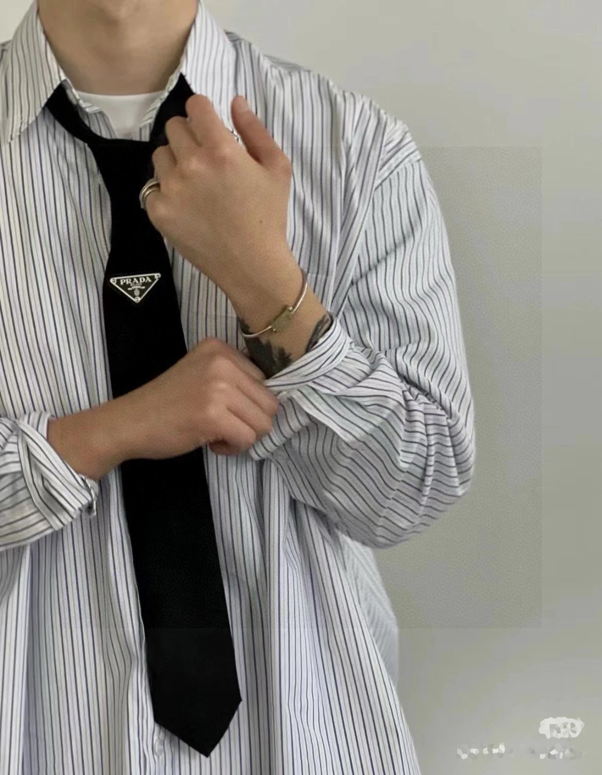 Prada Ties Silk Tie with Triangle Logo Plaque image 8
