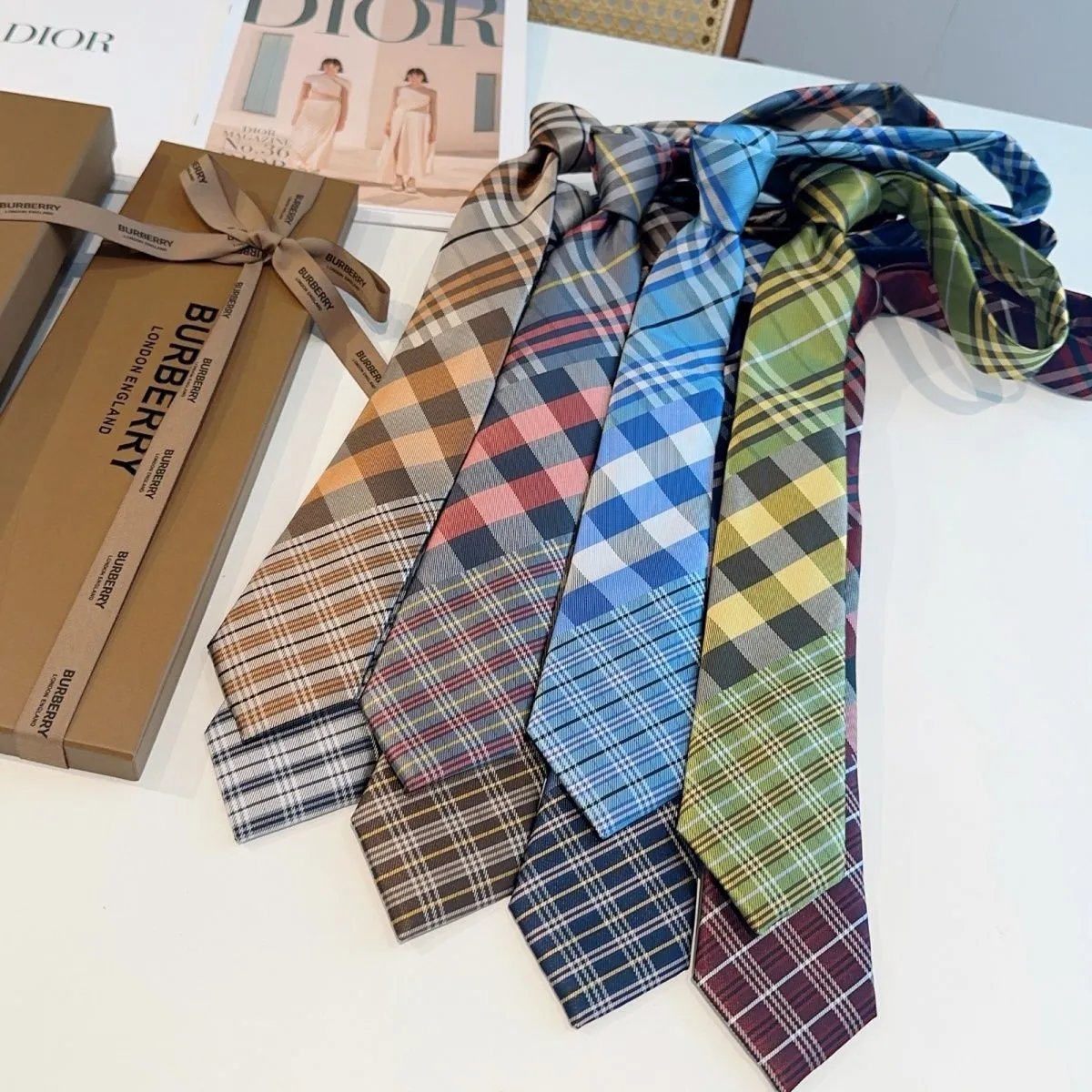 Burberry Ties 6592 Plaid Jacquard Necktie image 1