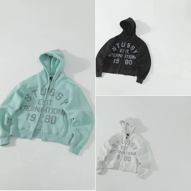 Stüssy Hoodies & Sweatshirts Zip-Up Fleece Hoodie with International 1980 Graphic product detail image 1