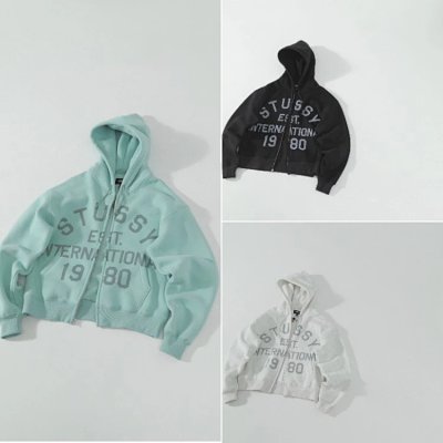 Stussy International Est. 1980 Cropped Zip-Up Hoodie [3 styles]