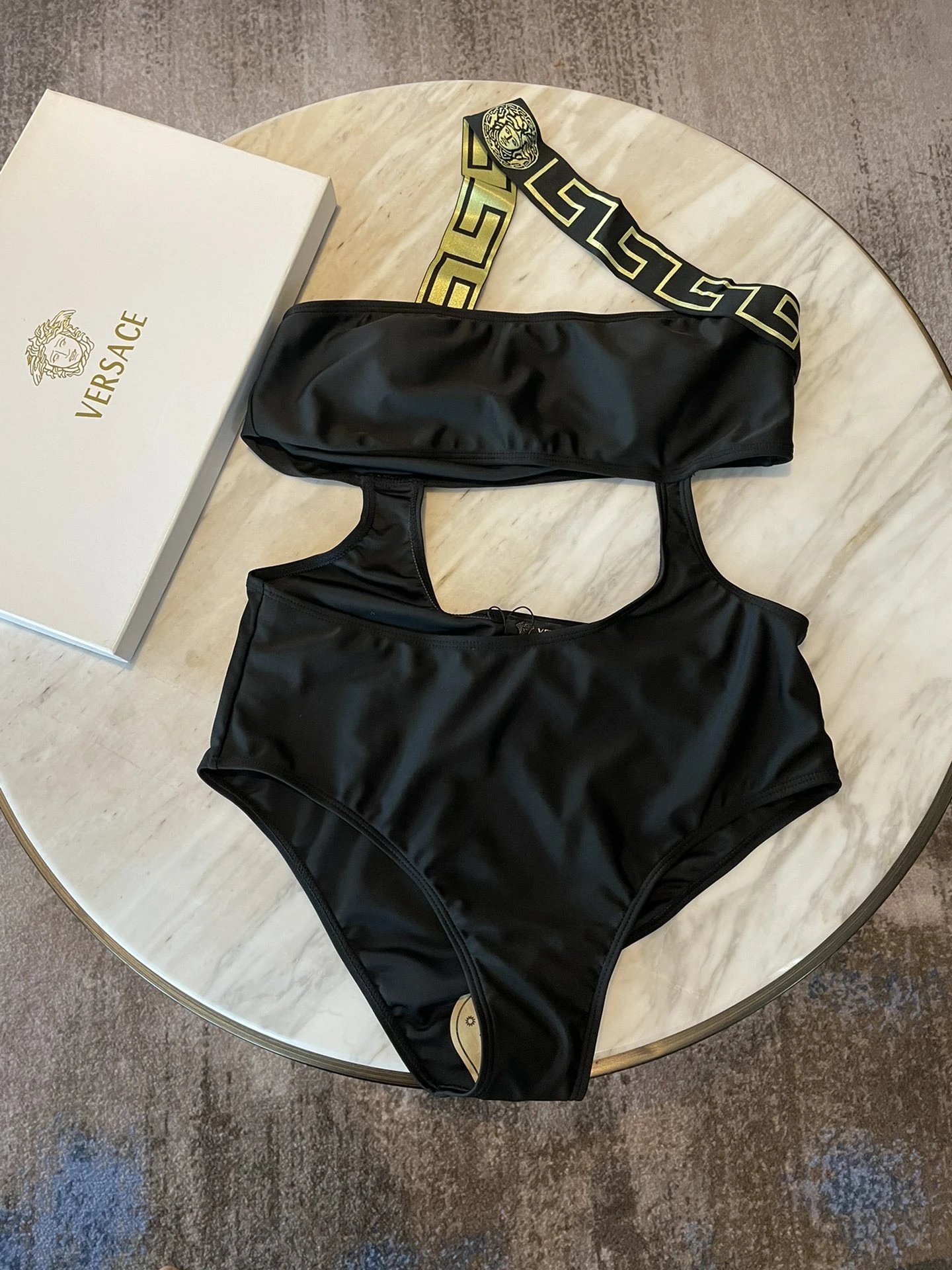 Versace Swimwear Cutout one-piece swimsuit with Medusa hardware — 14