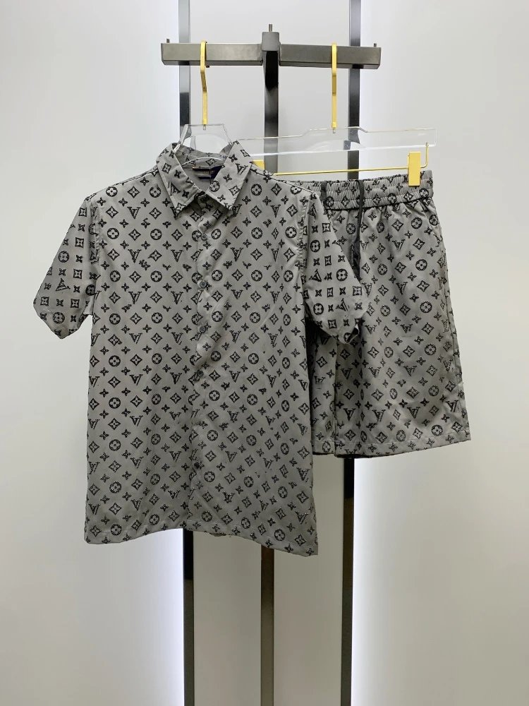 Louis Vuitton Matching Sets Monogram short-sleeve shirt and shorts set — SKU-24-018 Dark Gray