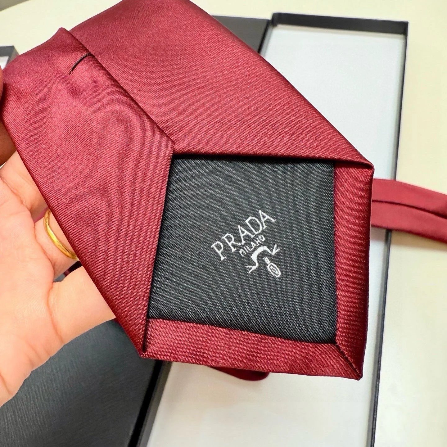 Prada Ties Silk Tie with Triangle Logo Plaque image 4