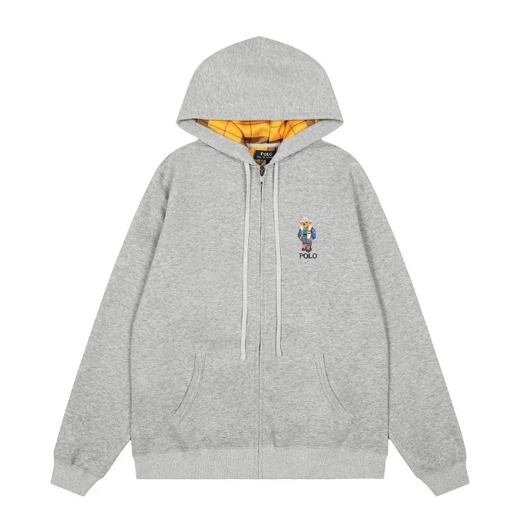 Polo Ralph Lauren Hoodies & Sweatshirts Bear Embroidered Full-Zip Hoodie — gray